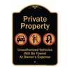 Signmission Designer Series-Private Property Unauthorized Vehicles Towed No Cars, 24" x 18", BG-1824-9914 A-DES-BG-1824-9914